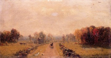 サンフォード・ロビンソン・ギフォード Painting - 田舎道の風景サンフォード・ロビンソン・ギフォードの馬車